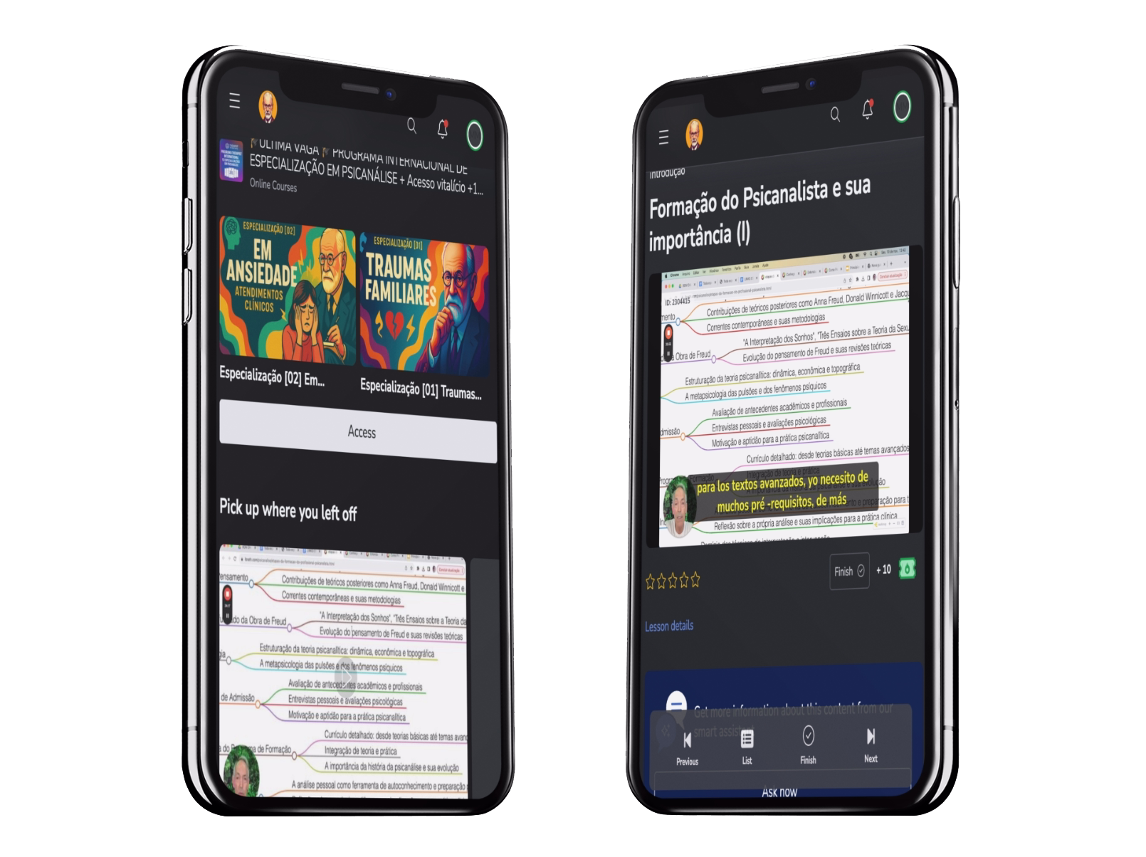 Aplicativo do curso em smartphones